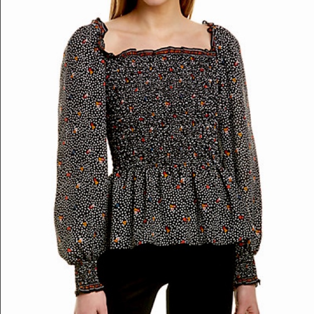 NWT Max Studio XS Floral Blouse - Smocked & Puffed